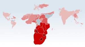 worldmap-infection-relativepop World Map showing infection rates relative to population. The darkest red is greater than 20% of the total population infected.