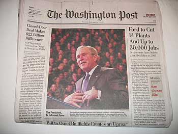 Front page of the DC edition of The Washington Post, 24 January 2006